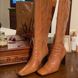 Tan knee-high boots